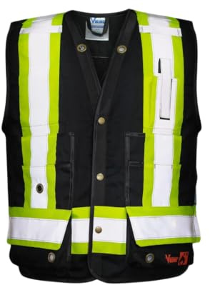 Viking Men's Fire Retardant Surveyor Safety Vest, Black - Medium
