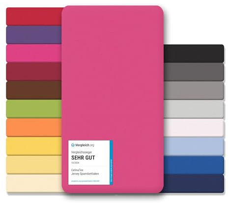 CelinaTex Jersey Spannbettlaken Lucina Doppelpack 140x200-160x200cm pink 100% Baumwolle gekämmt bis 26cm Matratzenhöhe Spannbettbezug, Leintuch, Bettlaken, elastisch, Strech, Oeko-Tex