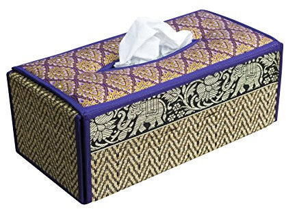 CCcollections Tissue Box Covers Rectangle | Decorative Reed Tissue Box Holder | Eco-Friendly Materials Tissue Storage Cover for Living Room, Desk Decoration