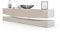 Vladon Lowboard City, Made in Germany, TV-Kommode mit Sockelelement, 1 offenem Fach und 3 Schubkästen, Weiß Hochglanz/Sandgrau Hochglanz (178 x variabel x 39 cm)