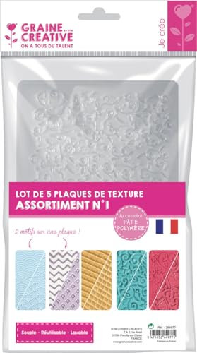 DTM 11032 Plaque Texture Souple Thermoformée 210x148x1.5mm Rouleau Machine Pâte Motifs Lot de 5 Assorties