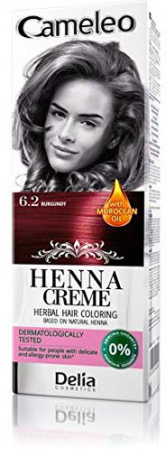 Cameleo - Kräuter-Henna-Farbcreme - Burgund - Natürlicher Henna-Extrakt & marokkanisches Öl - Semi-Permanent - gleichmäßige, tiefe Farbe - hypoallergen - 75g
