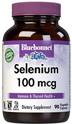 Bluebonnet Selenium 100mcg Capsules (L-selenomethionine) - Potent Antioxidant Support - Amino Acid Complex Selenium Supplement for Women & Men - Vegan, Non-GMO, Gluten-Free - 90 Vegetable Capsules
