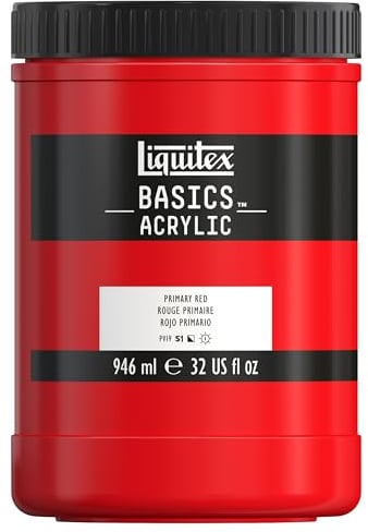 Liquitex Basics Acrylic Colour 118 ml, Acrylic, Primary Red, Acrylfarbe - 946ml Topf