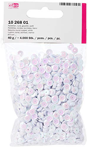 Efco Pailletten rund geschröpft ø 6 mm 40 g / ~ 4.000 STK. Weiß, Kunststoff, 4000