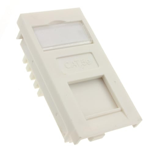 kenable CAT5e RJ45 Ethernet Module Euro Faceplate Insert with Name Plate White | IDC Punch Down Keystone Network Socket for Solid Core Cable