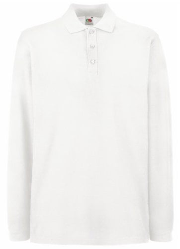 Fruit of The Loom Mens Premium Long Sleeve Polo Shirt (XL) (White)