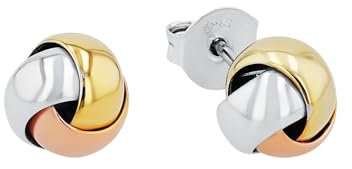 amor Damen-Ohrstecker Knoten Tricolor 925 Silber teilvergoldet 0.7 cm - 526470