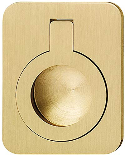 GedoTec Design Muschelgriff Boot-Look Lukengriff - LUKE | Ziehgriff zum Einlassen im Holz | Möbel-Griff Ideal als Lukenheber | Hängegriff Messing matt | 1 Stück - Einlassgriff eckig für Schubladen