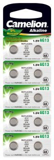 Camelion AG13 Button Cell Battery 1.5 V Alkaline Blister Pack of 10
