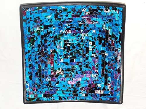 Deko - Schale Glasmosaik eckig türkis blau/pink glitter 30 cm