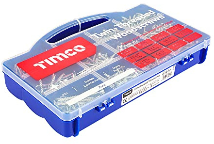 TIMCO Twin-Thread Mixed Tray Woodscrew - Zinc - Mixed Sizes - Box of 1140