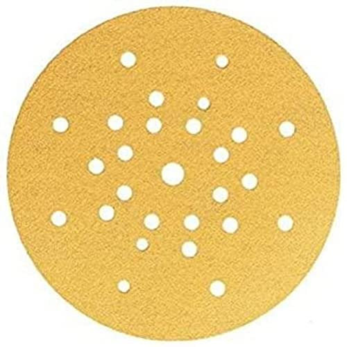 Mirka Gold Schleifpapier Ø 225mm Klett 27-Loch/Korn P60, 25 Scheiben/Für Trockenbauschleifer Wand- und Deckenschleifer/Zum Schleifen von Gips, Spachtel, Spanplatten, Holz, Lack