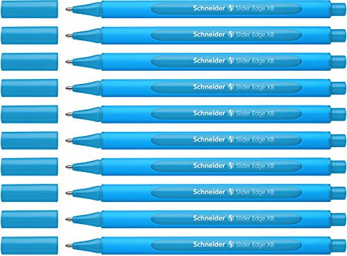 Schneider 152210 Slider Edge XB Kugelschreiber (Strichstärke: XB, dokumentenecht, Dreikant-Stift) 10er Packung, hellblau