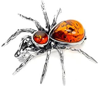 Broche Araignée en Argent 925/1000 et Ambre