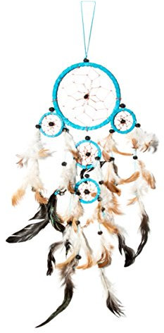 Ca 50cm x 11cm Traumfänger Dreamcatcher Türkis Leder Gute Träume