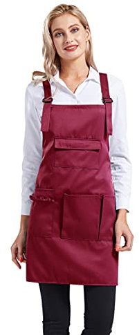 Nanxson Tablier à bavette réglable pour femmes Tablier de travail styliste de Salon professionnel multifonction avec poches à outils CF3010