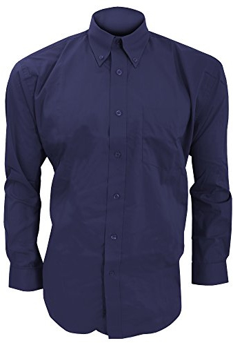 Kustom Kit Oxford Shirt - Men's Long Sleeve - Fused Collar - Midnight Navy 18inch