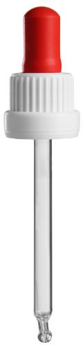 25 x Glas Pipette PL85mm - weiss/rot - mit Originalitäts-Verschluss (OV) - für 50 und 100ml Pipettenflaschen mit Schraubgewinde DIN 18 (18mm) / Pipetten / Tropfpipette / Tropfpipetten / Glaspipette / Glaspipetten / Pipettenverschluss für Pipettenflasche