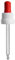 25 x Glas Pipette PL85mm - weiss/rot - mit Originalitäts-Verschluss (OV) - für 50 und 100ml Pipettenflaschen mit Schraubgewinde DIN 18 (18mm) / Pipetten / Tropfpipette / Tropfpipetten / Glaspipette / Glaspipetten / Pipettenverschluss für Pipettenflasche