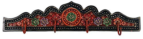 GURU SHOP Indische Vintage Hakenleiste, Garderobe, Schlüsselbrett - Design 4, 11x50x2 cm
