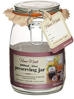 KitchenCraft Home Made Deluxe Einmachglas, 1000 ml (1 L, gelb), Farblos