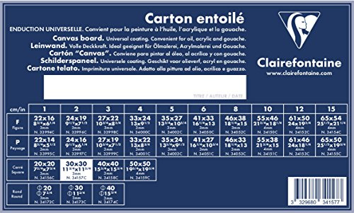 Clairefontaine 34157C Leinwand (3 mm, 30 x 30 cm, viereckig, ideal für Nasstechniken, praktisch und einfach zu verwenden) weiß