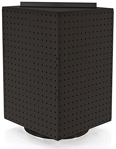 Azar Displays 701414-BLK Rotating Stand, Peg Display Carousel, Four Sided Rack for Jewelry, Accessories, or Crafts, Revolving Displays for Retail, Pegboard Organizer, Black, 14x14x20