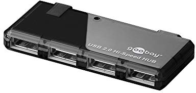 Goobay 95912 Mini USB 2.0 Hi-Speed HUB / 4-Port / 480 Mbit/s / schwarz (inkl. Netzteil (5 V / 2 A))