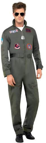 Smiffys, Herren Top Gun Deluxe Kostüm, Overall und Sonnenbrille, Top Gun, Größe: M, 26855
