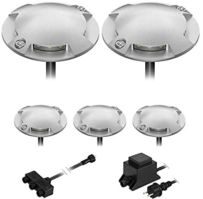 ledscom.de LED Boden-Aufbau-Leuchte Bunda, 4-flammig, für außen, befahrbar, warm-weiß, 5er Set