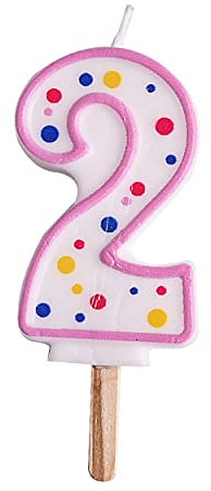 PME Kerze, Nummer 2, Kunststoff, Rosa, 4 x 1 x 6.3 cm