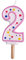PME Kerze, Nummer 2, Kunststoff, Rosa, 4 x 1 x 6.3 cm