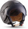 MOTO Helmets® H44 „Leather Black“ · Jet-Helm · Motorrad-Helm Roller-Helm Scooter-Helm Bobber Mofa-Helm Chopper Retro Cruiser Vintage Pilot Biker · ECE Visier Schnellverschluss Tasche XS (53-54cm)