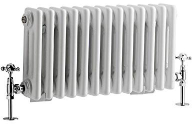 Milano Windsor White Cast Iron Style Horizontal Triple Column Radiator - 300mm x 605mm