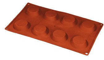 Kuchenform - Backform - für 8 runde Mini Kuchen - Florentins - 100% Silikon - Ø je 6 cm - 1,2 cm hoch