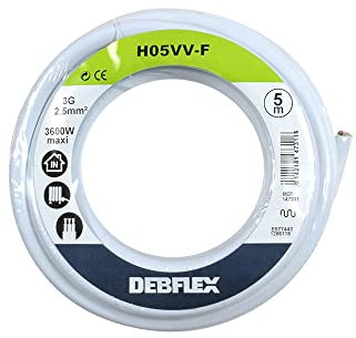 Bobinot de câble - Bobine de fils électrique - Câble électrique - Couronne de câble - Bobinot Câble Souple 5 mètres HO5VV-F 3G2.5 mm ² - Blanc - 147311 Debflex