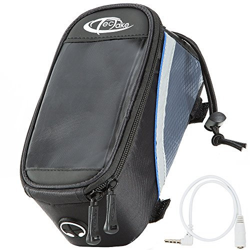 tectake® Handy Fahrradtasche, Fahrrad Rahmentasche, Fahrradtasche Rahmen, Handyhalter wasserabweisend, Handyhalterung, Fahrrad Tasche, Rennrad Zubehör, e Bike oder Mountainbike - Schwarz-Blau, M