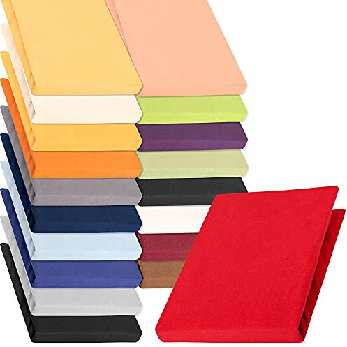 aqua-textil Pur Jersey Spannbettlaken 180x200-200x220 cm Rubin rot Wasserbett Boxspringbett 160g/qm Mako Baumwolle