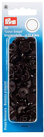 PRYM 393106 Nähfrei Druckknopf Color Snaps rund 12,4 mm dunkelbraun