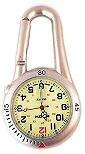 Silber Weißer ANklemm Karabiner Taschenuhr Mit Leuchtendem Ziffernblatt Ideal for Ärzte Krankenschwstern Sanitäter