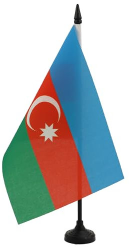 AZ FLAG - Tischflagge Aserbaidschan - 21x14 cm - Aserbaidschanische Tischfahne 14 x 21 Cm - Flaggen