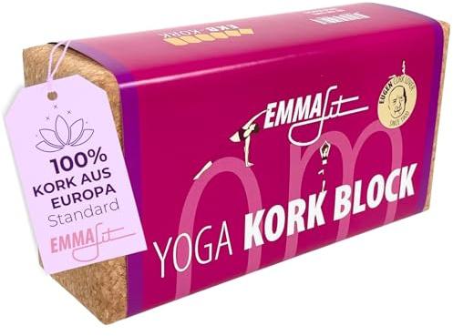 EMMAfit Kork Yoga Block Klassik I hochwertiger Yogablock aus Kork für Yoga-Übungen I hygienisch & umweltfreundlich I nachhaltiger & langlebiger Yoga Korkblock für bewusstes Yoga