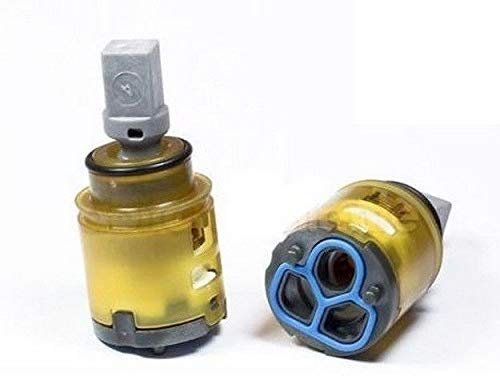 PAFFONI Cartuccia Ricambio Miscelatore Ø25 mm, Cartuccia Rubinetto a Cascata con Attacco Maniglia PVC Quadro 9x9, Altezza Totale 54 mm, Made in Italy