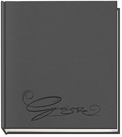 VELOFLEX 5420082 - Gästebuch Classic mit Prägung Gäste, 144 Seiten Weißes Blanko Papier, 205 x 240 mm, grau, Dunkelgrau