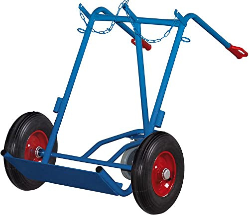VARIOfit Stahlflaschenkarre für 2 Flaschen a 40-50 l Inhalt Luftbereifung 1 Stützrad Schaufel 515 x 250 mm