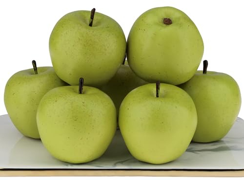 Gresorth 6pcs Artificial Green Apple Decoration Fake Realistic Fruit for Home Party Holiday Decorative Food Toy Model