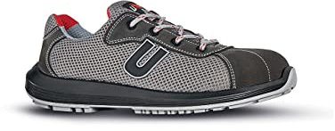 U-Power Rock&Roll Coal, Scarpe Antinfortunistiche Basse Metal Free, Tomaia in Pelle, Puntale AirToe Composite, antiperforazione, Antiscivolo, Suola PU/PU (42)
