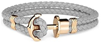 PAUL HEWITT Unisex-Armbänd Edelstahl teilvergoldet Leder-PH-PH-L-G-Gr-L