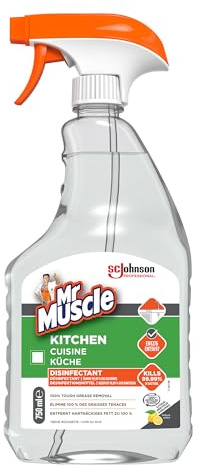 SC Johnson Professional Mr Muscle Kitchen Cleaner Disinfectant 750 ml Spray | Citrus Fresh Scent, Cuts through grease and grime on hobs, sinks, etc. in busy kitchens, for professional use only